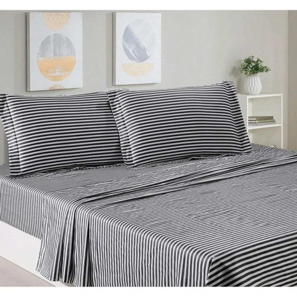 Bergan Blue White Striped 100% Cotton Twin XL  Sheet‎ Set Pillowcase Nautical